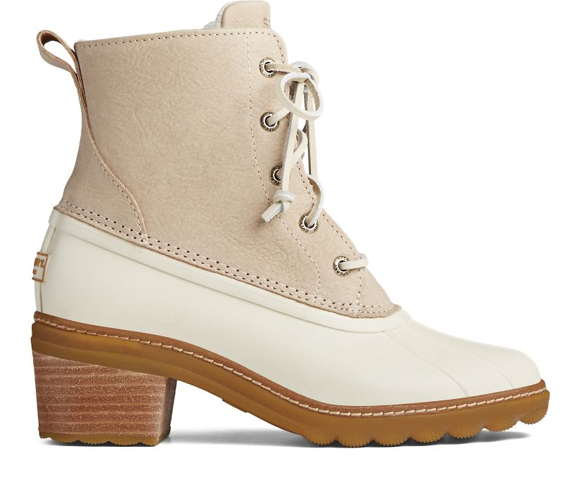 Sperry Saltwater Heel Leather Duck Boots - Women's Duck Boots - White/Multicolor [QX3402968] Sperry